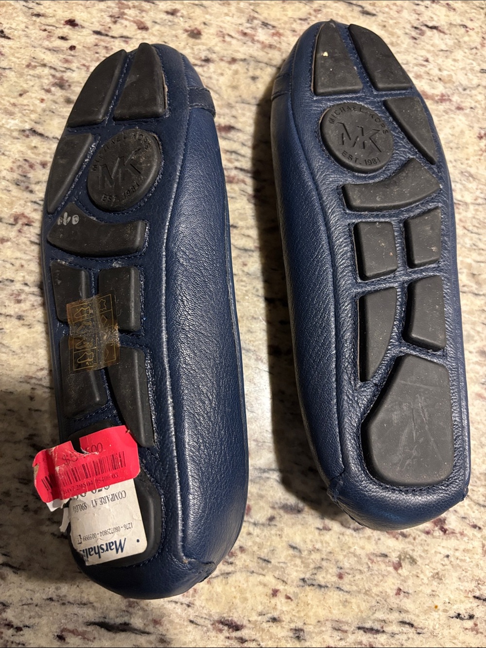 Michael Kors Navy Leather Logo Buckle Flats - Picture 5 of 15